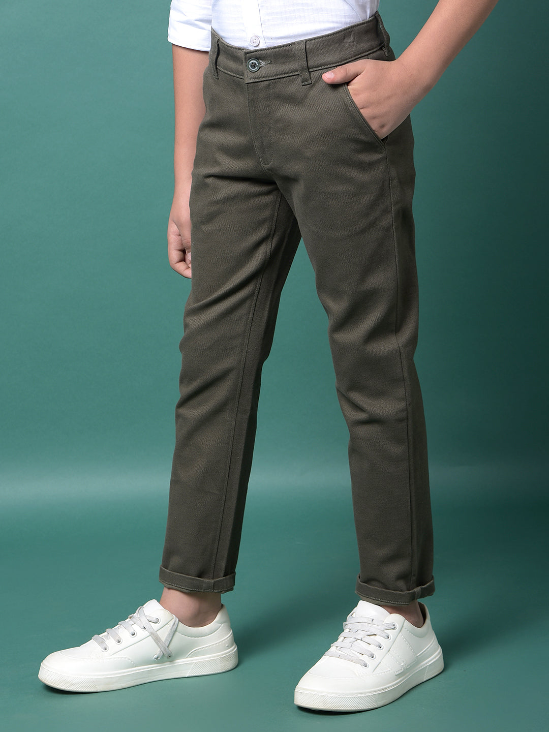 Olive Printed Trousers-Boys Trousers-Crimsoune Club