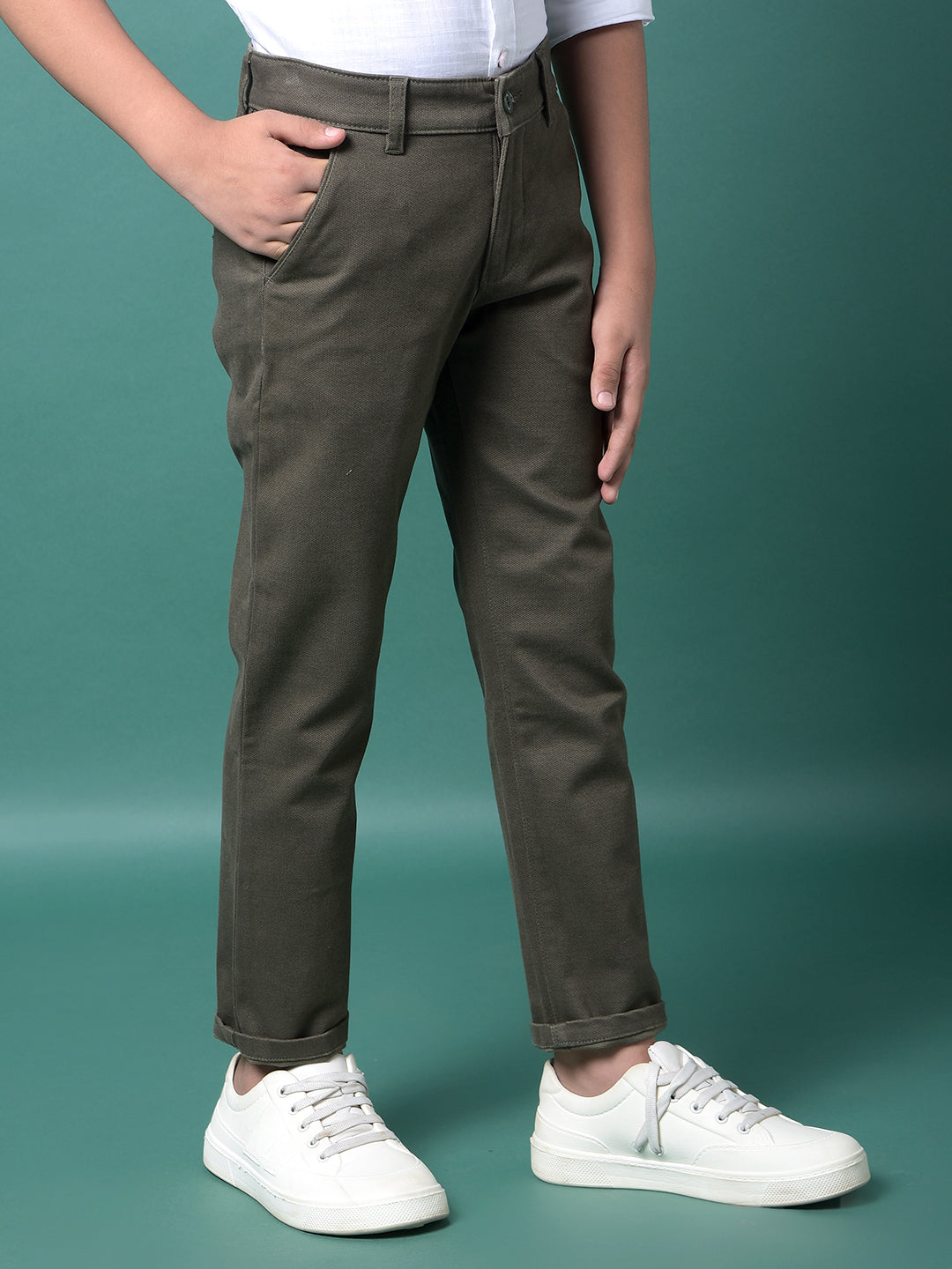 Olive Printed Trousers-Boys Trousers-Crimsoune Club