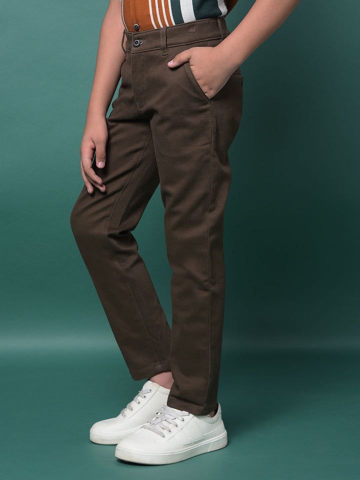 Brown Printed Trousers-Boys Trousers-Crimsoune Club