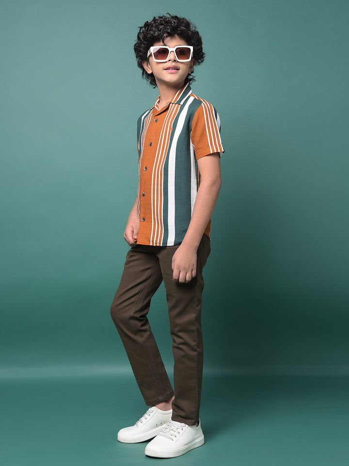 Brown Printed Trousers-Boys Trousers-Crimsoune Club
