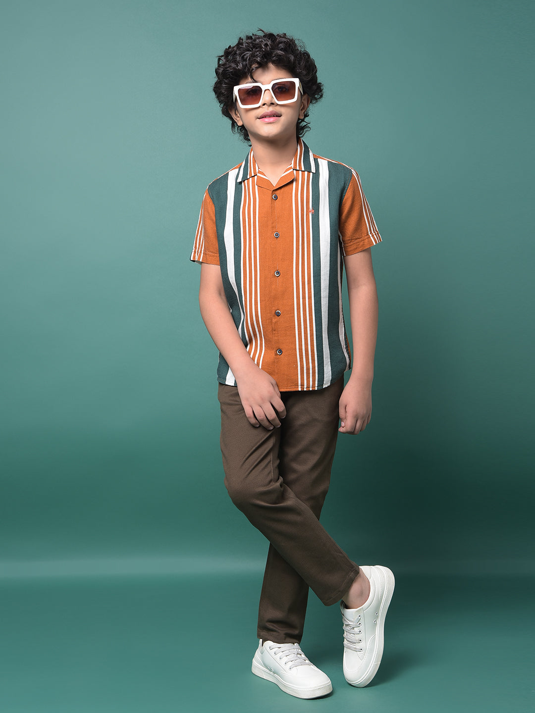 Brown Printed Trousers-Boys Trousers-Crimsoune Club