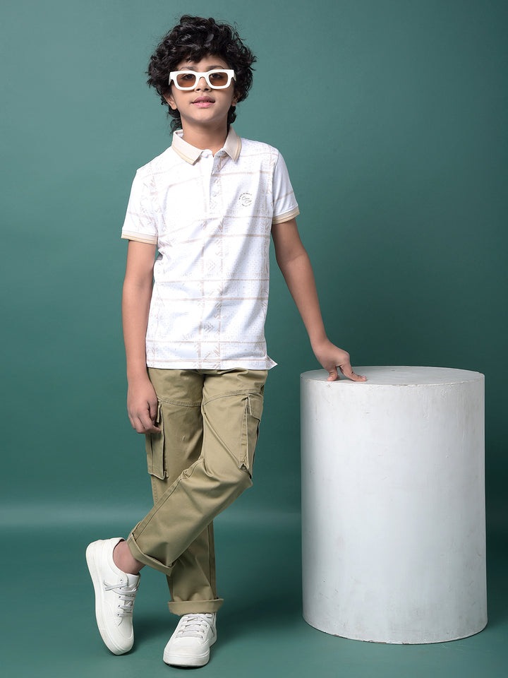 Beige Cargo Trousers-Boys Trousers-Crimsoune Club