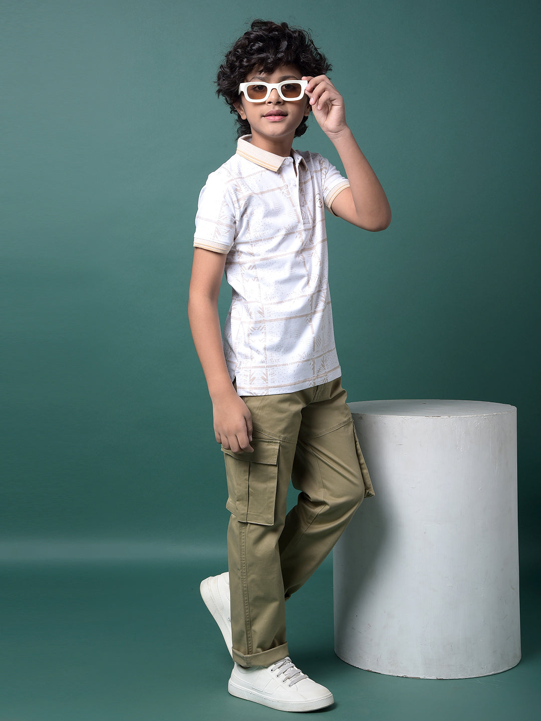 Beige Cargo Trousers-Boys Trousers-Crimsoune Club