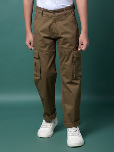 Brown Cargo Trousers-Boys Trousers-Crimsoune Club