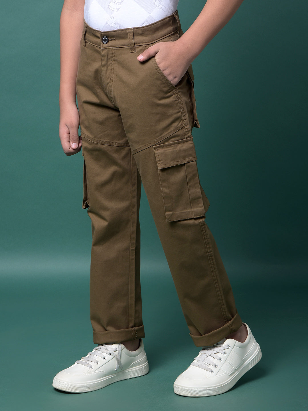 Brown Cargo Trousers-Boys Trousers-Crimsoune Club
