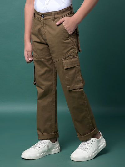 Brown Cargo Trousers-Boys Trousers-Crimsoune Club