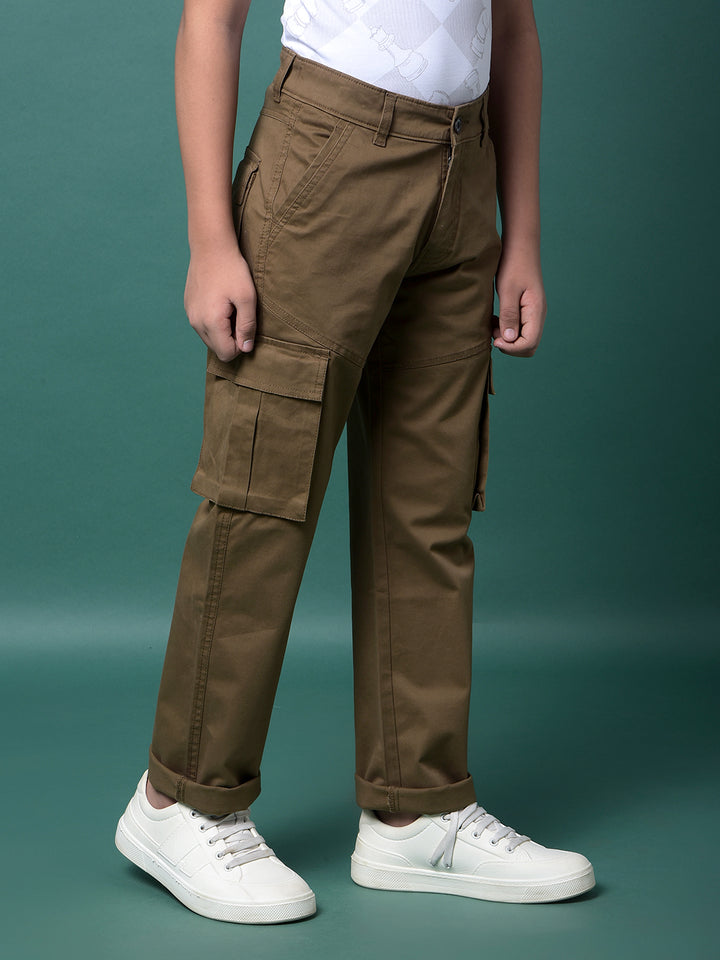 Brown Cargo Trousers-Boys Trousers-Crimsoune Club