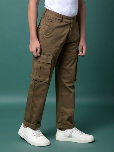 Brown Cargo Trousers-Boys Trousers-Crimsoune Club