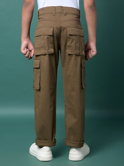 Brown Cargo Trousers-Boys Trousers-Crimsoune Club