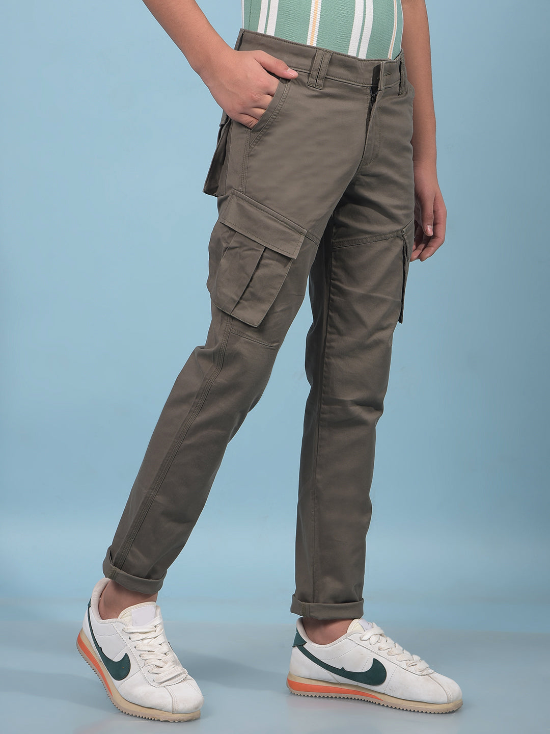 Grey Cargo Trousers-Boys Trousers-Crimsoune Club