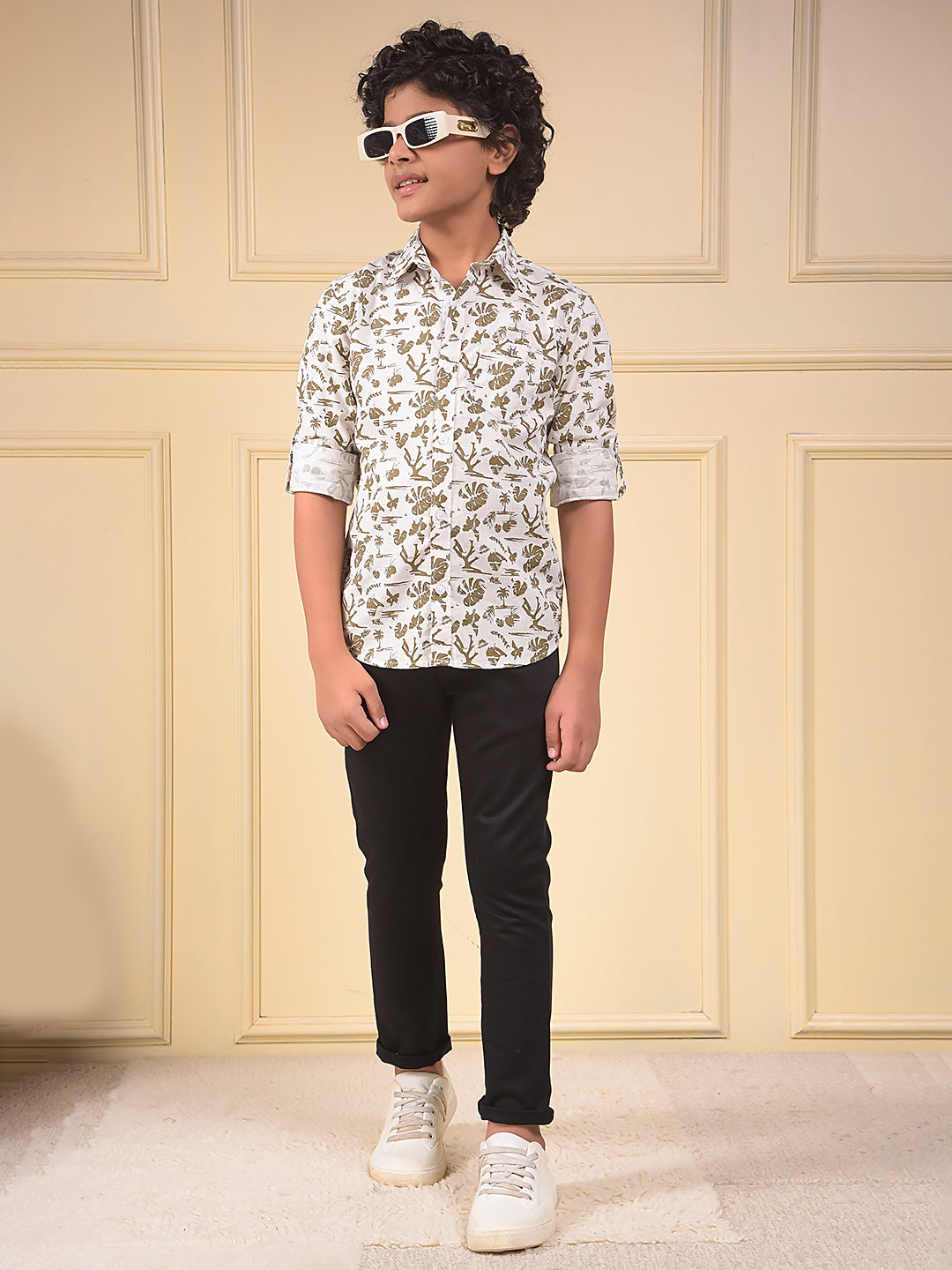 Black Printed Trousers-Boys Trousers-Crimsoune Club