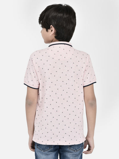 Printed Pink T-shirt-Boys T-Shirts-Crimsoune Club