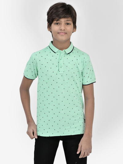 Printed Green T-shirt-Boys T-Shirts-Crimsoune Club