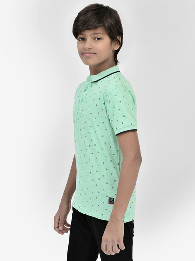 Printed Green T-shirt-Boys T-Shirts-Crimsoune Club