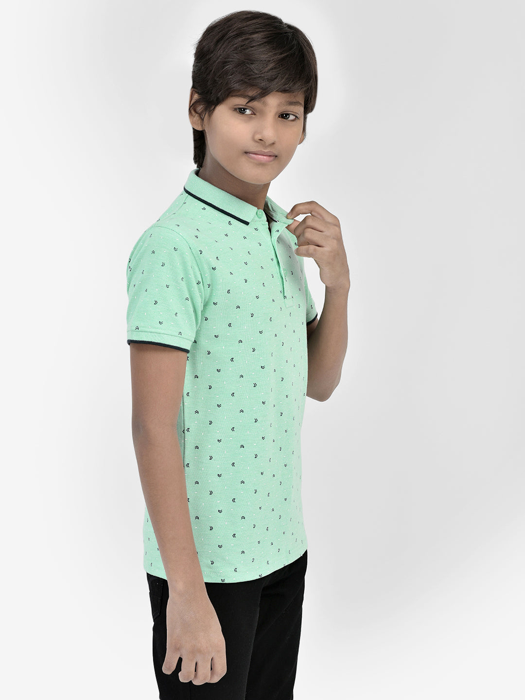 Printed Green T-shirt-Boys T-Shirts-Crimsoune Club