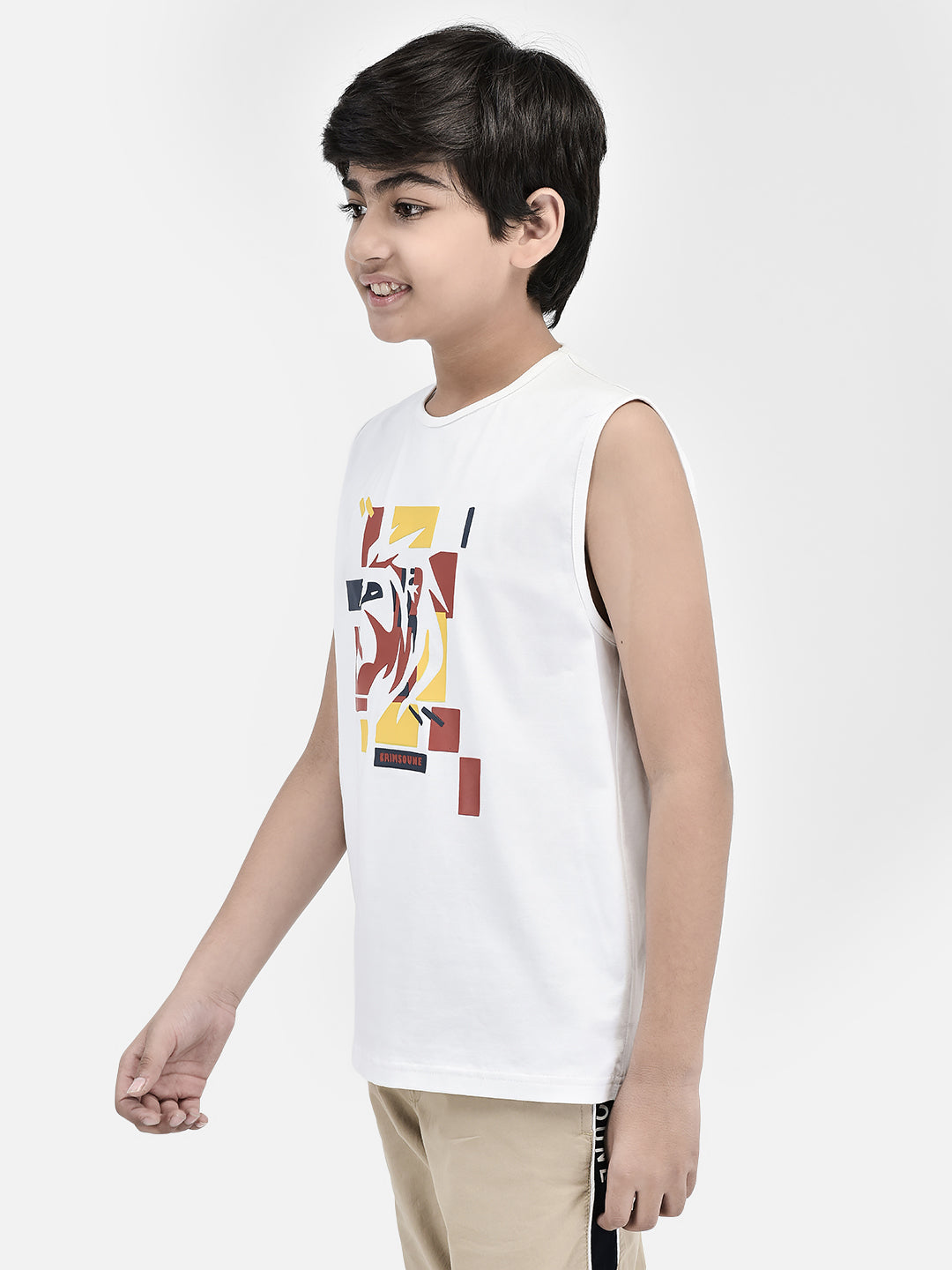 Graphic White T-shirt-Boys T-Shirts-Crimsoune Club