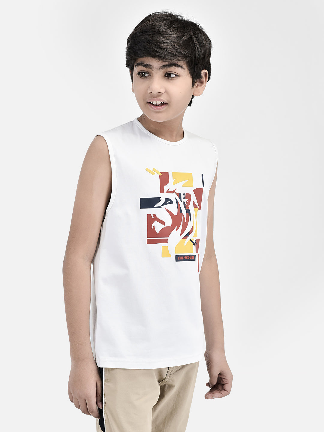 Graphic White T-shirt-Boys T-Shirts-Crimsoune Club