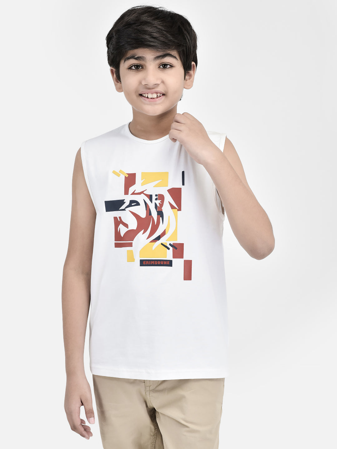 Graphic White T-shirt-Boys T-Shirts-Crimsoune Club