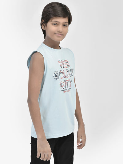 Typography Blue T-shirt-Boys T-Shirts-Crimsoune Club
