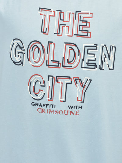 Typography Blue T-shirt-Boys T-Shirts-Crimsoune Club