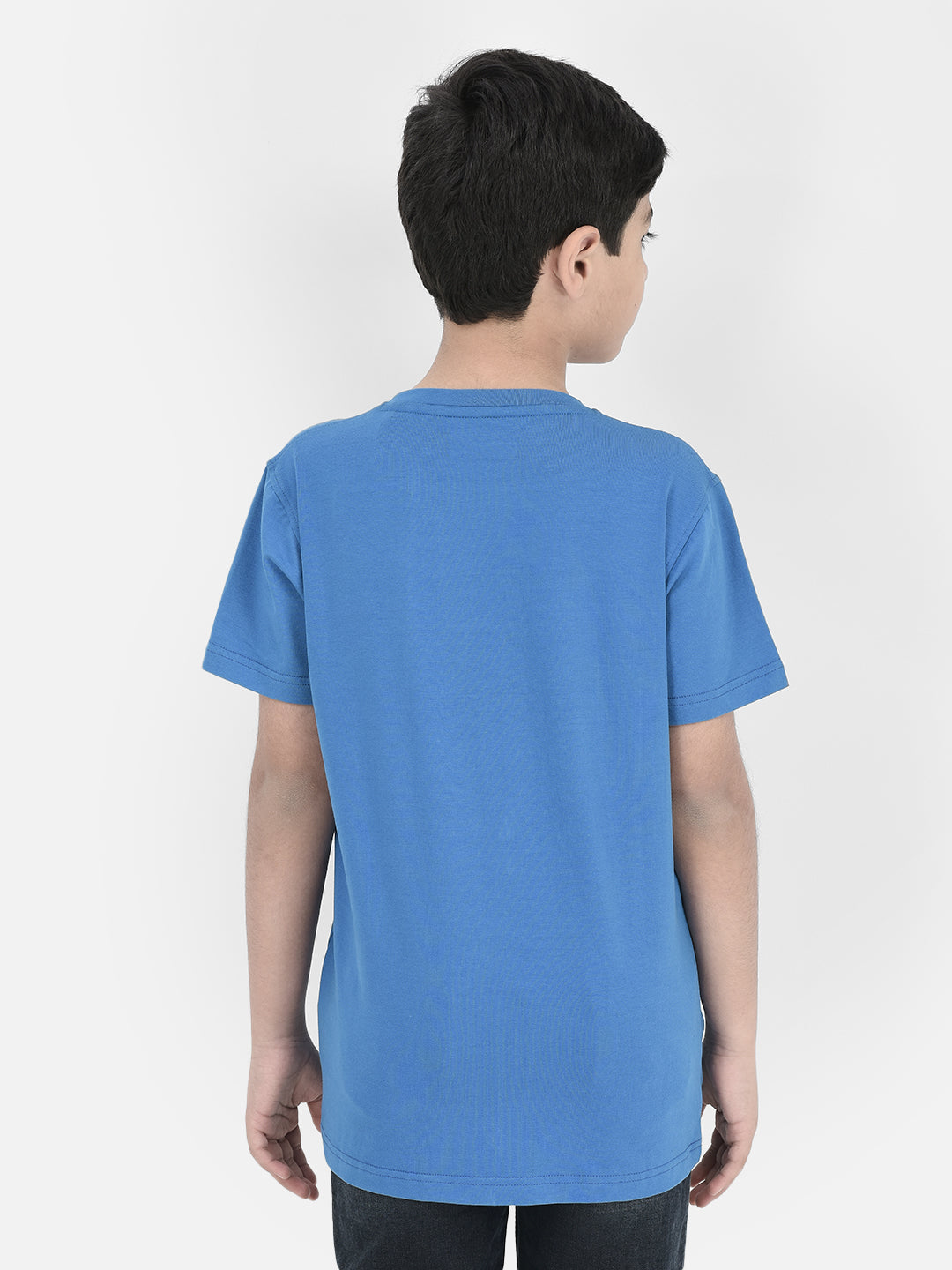 Blue Graphic Print T-shirt-Boys T-shirts-Crimsoune Club