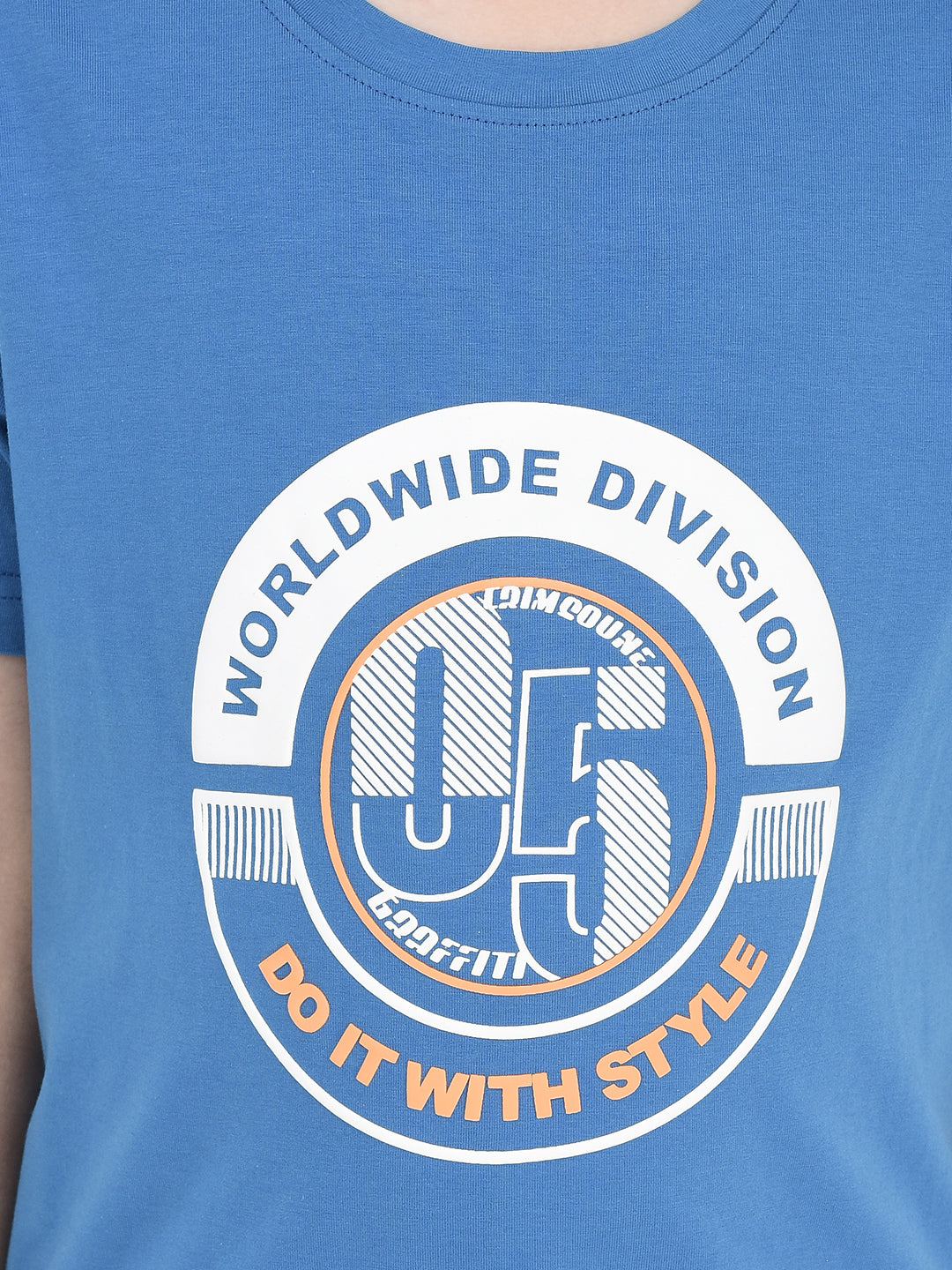 Blue Graphic Print T-shirt-Boys T-shirts-Crimsoune Club
