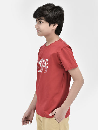 Graphic Red T-shirt-Boys T-Shirts-Crimsoune Club