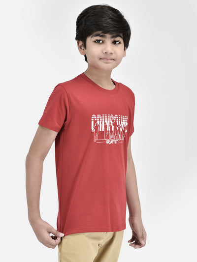 Graphic Red T-shirt-Boys T-Shirts-Crimsoune Club