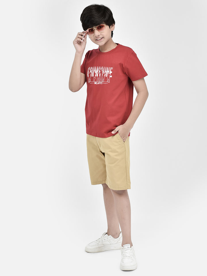 Graphic Red T-shirt-Boys T-Shirts-Crimsoune Club