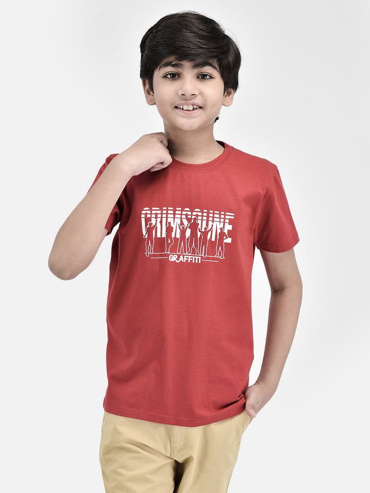Graphic Red T-shirt-Boys T-Shirts-Crimsoune Club