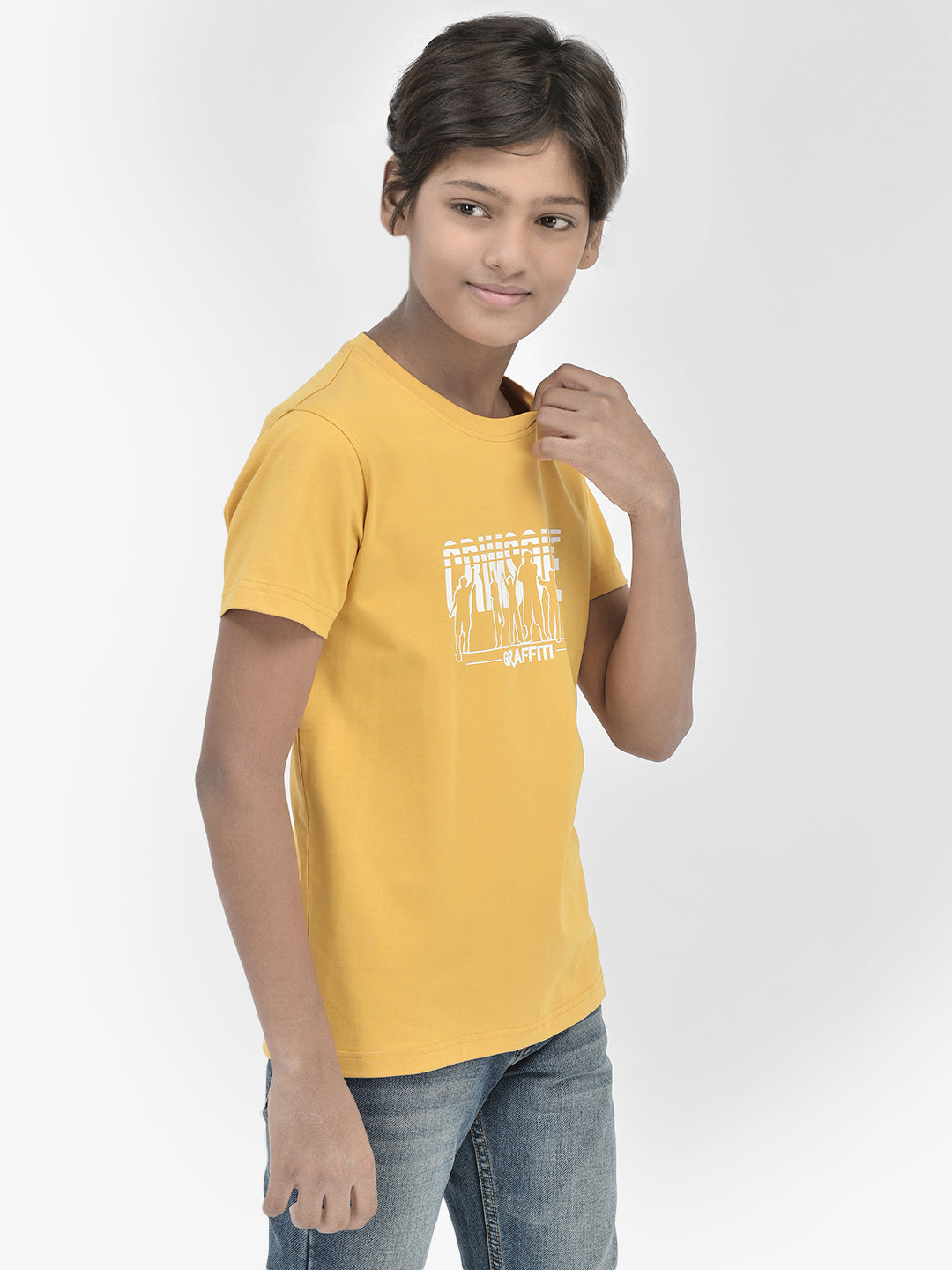 Graphic Mustard T-shirt-Boys T-Shirts-Crimsoune Club