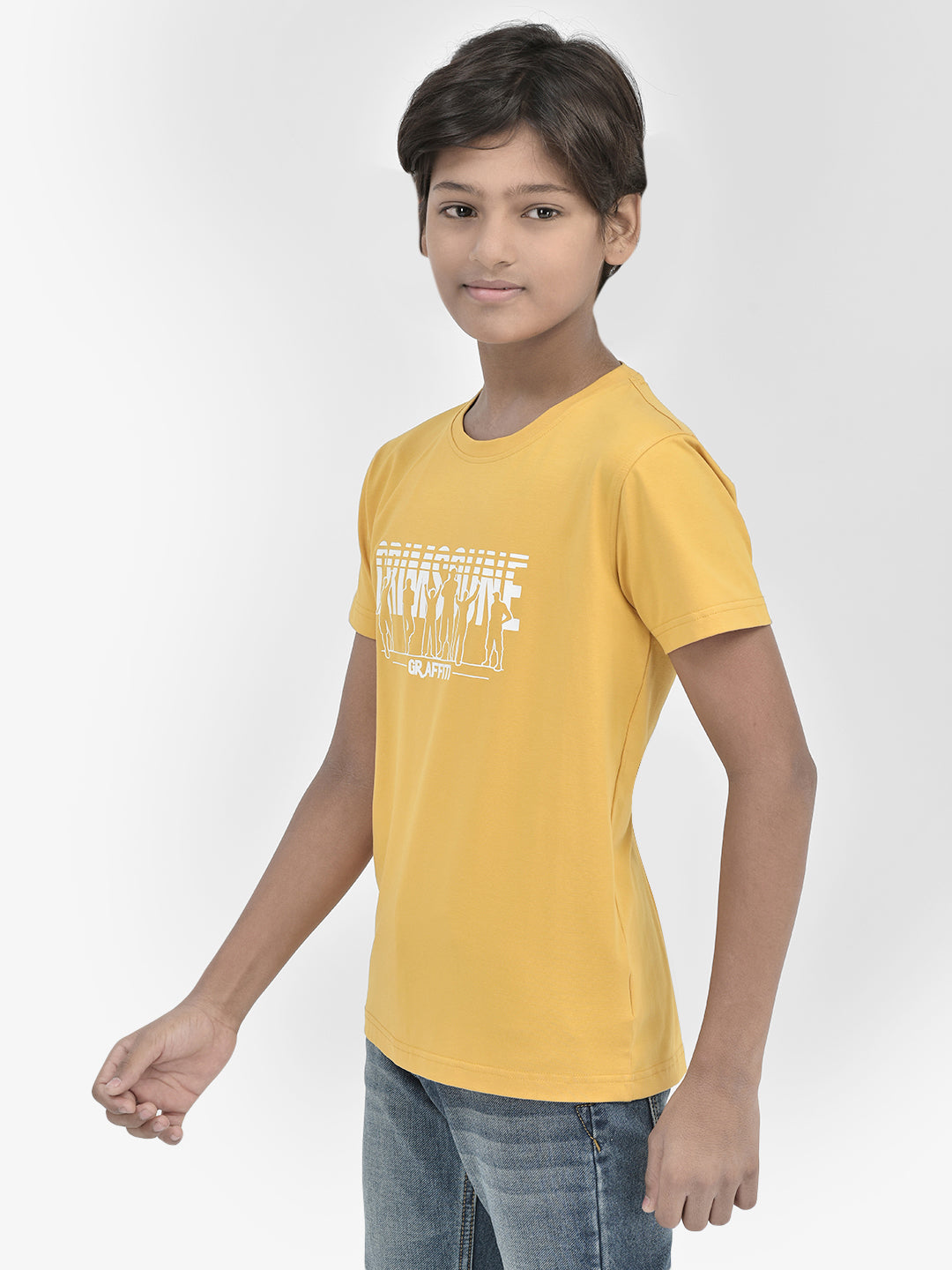 Graphic Mustard T-shirt-Boys T-Shirts-Crimsoune Club