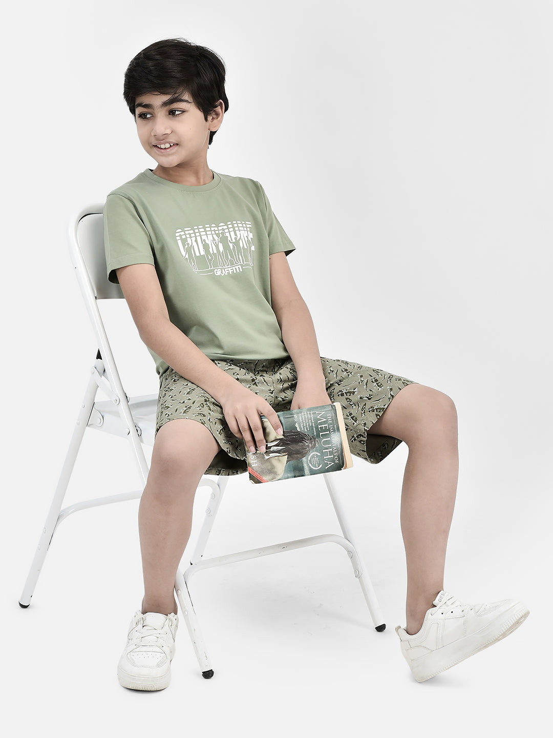 Graphic Green T-shirt-Boys T-Shirts-Crimsoune Club