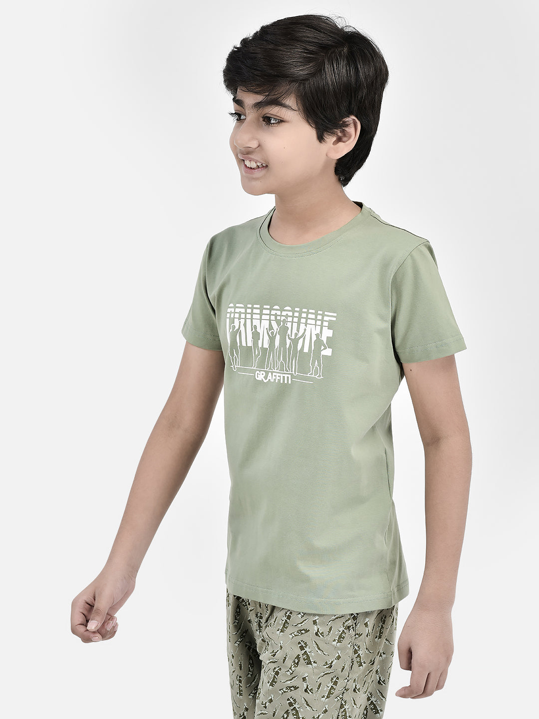 Graphic Green T-shirt-Boys T-Shirts-Crimsoune Club