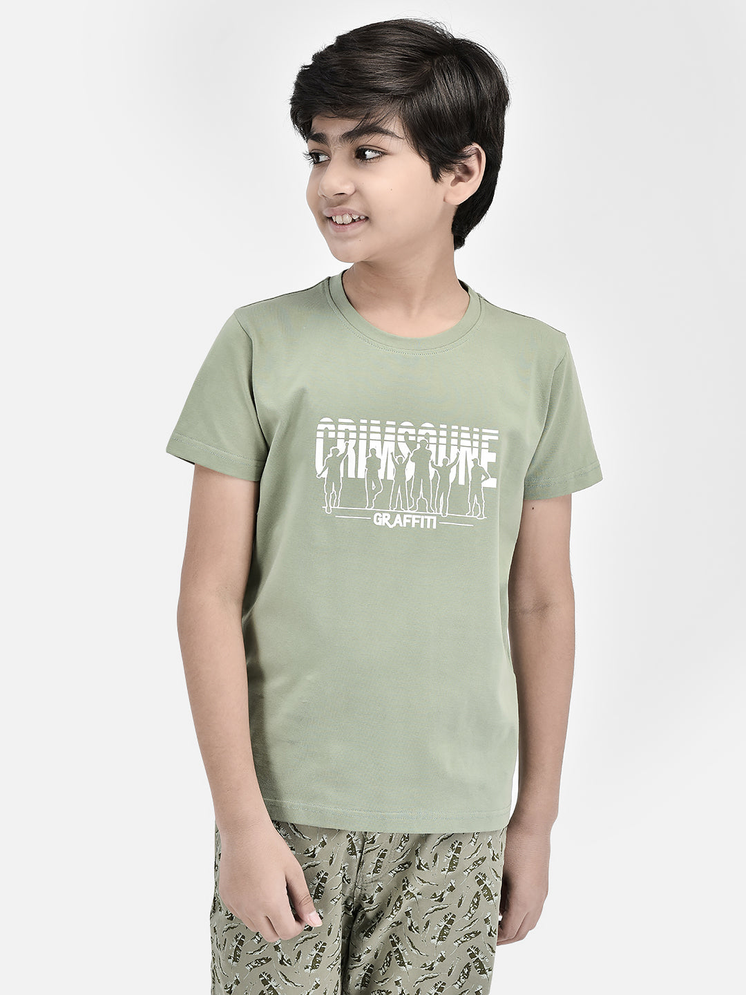 Graphic Green T-shirt-Boys T-Shirts-Crimsoune Club