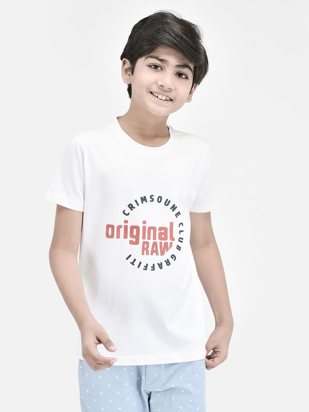 Typography White T-shirt-Boys T-Shirts-Crimsoune Club