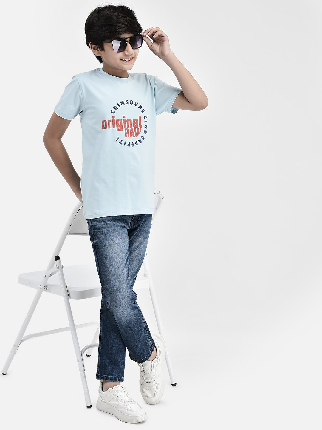 Typography Blue T-shirt-Boys T-Shirts-Crimsoune Club