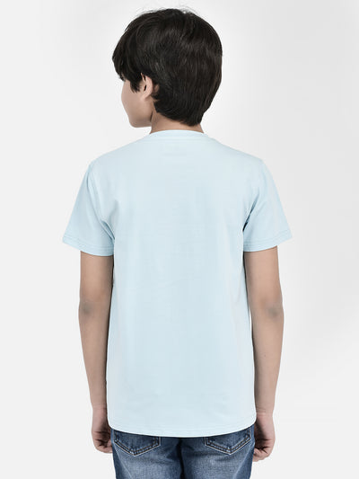 Typography Blue T-shirt-Boys T-Shirts-Crimsoune Club