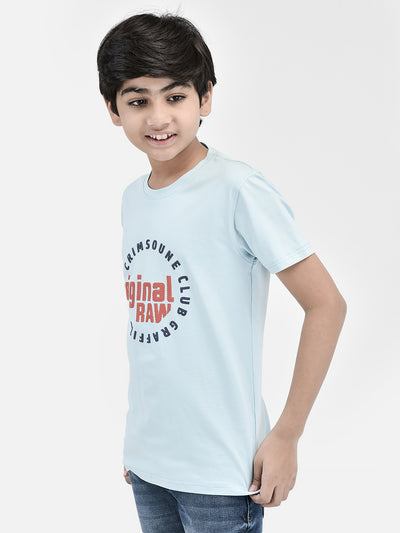 Typography Blue T-shirt-Boys T-Shirts-Crimsoune Club