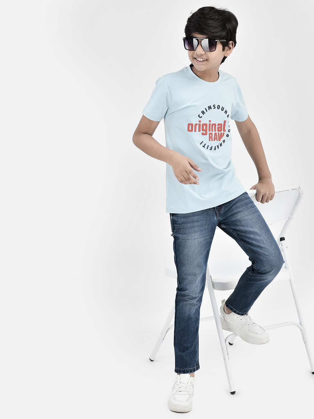 Typography Blue T-shirt-Boys T-Shirts-Crimsoune Club