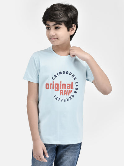 Typography Blue T-shirt-Boys T-Shirts-Crimsoune Club