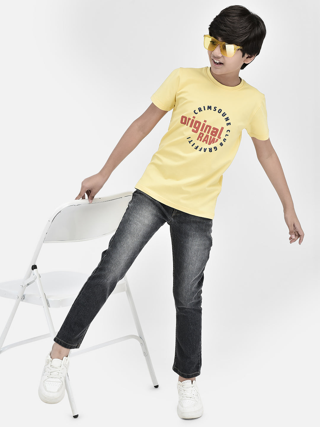 Typography Yellow T-shirt-Boys T-Shirts-Crimsoune Club