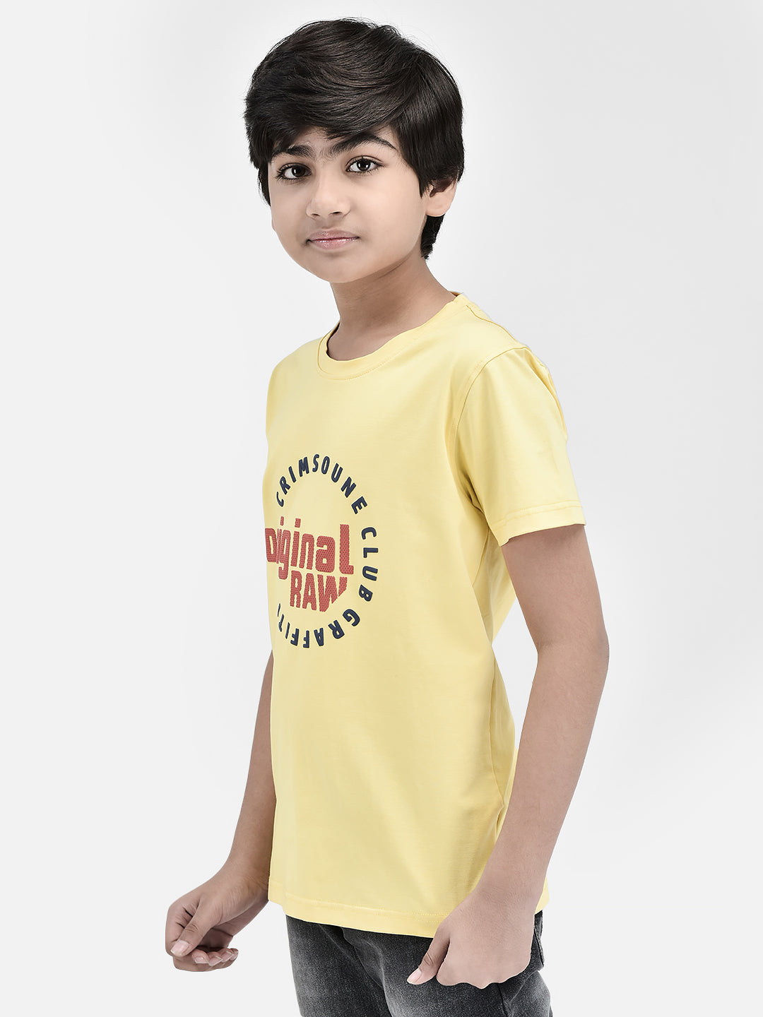 Typography Yellow T-shirt-Boys T-Shirts-Crimsoune Club