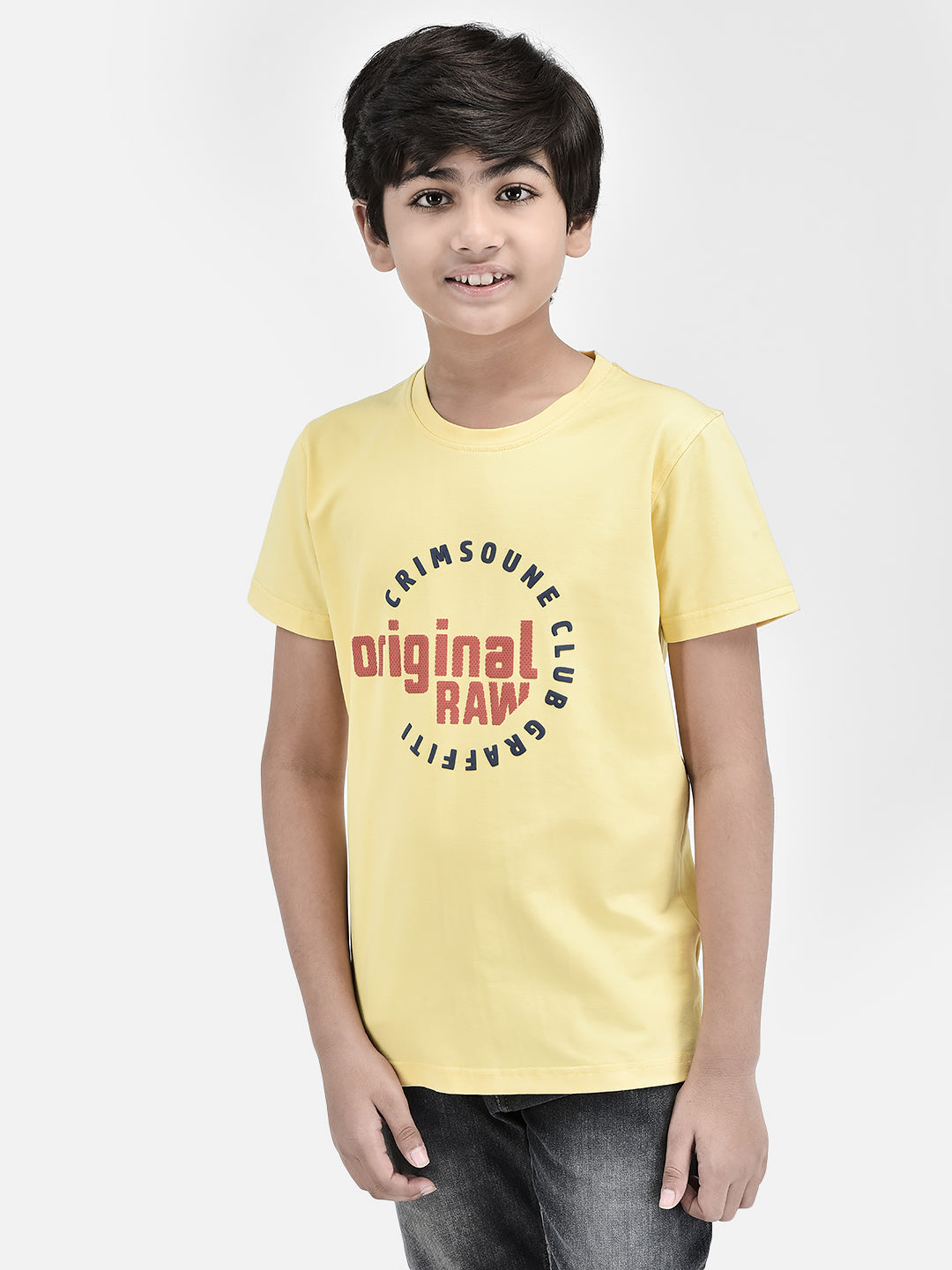 Typography Yellow T-shirt-Boys T-Shirts-Crimsoune Club