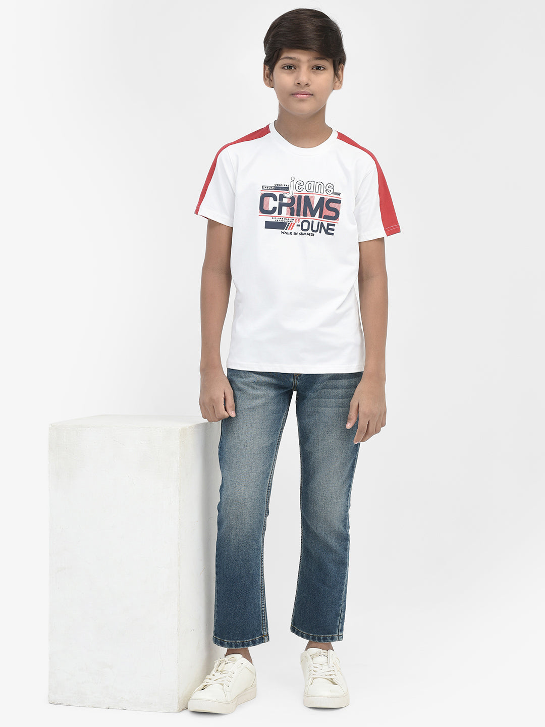 Typography White T-shirt-Boys T-Shirts-Crimsoune Club