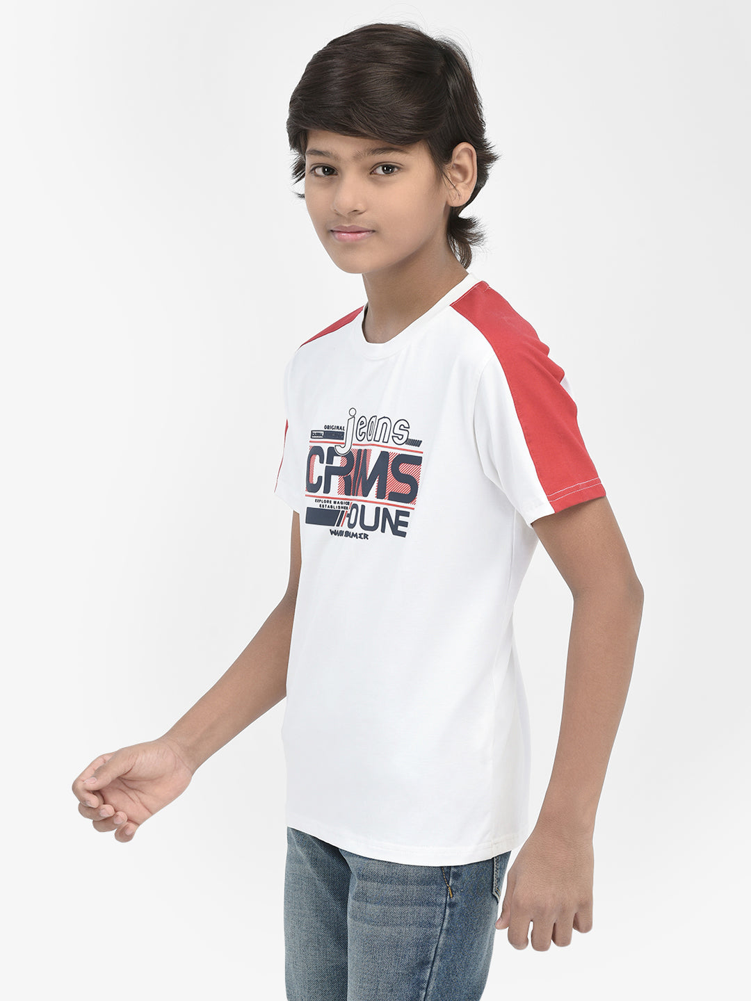 Typography White T-shirt-Boys T-Shirts-Crimsoune Club