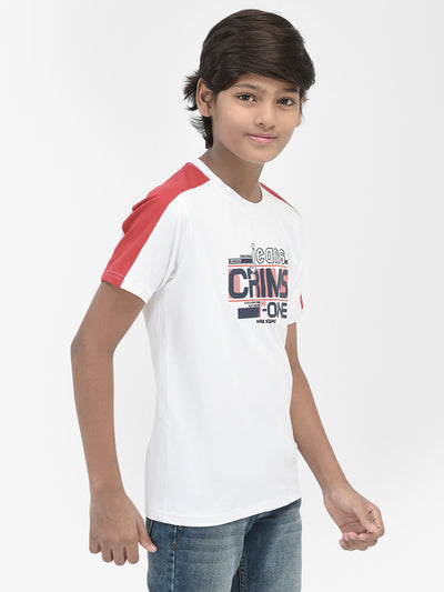 Typography White T-shirt-Boys T-Shirts-Crimsoune Club