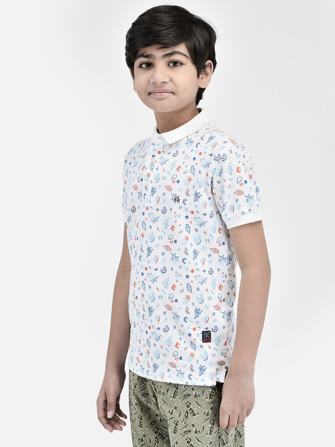 Printed White T-shirt-Boys T-Shirts-Crimsoune Club