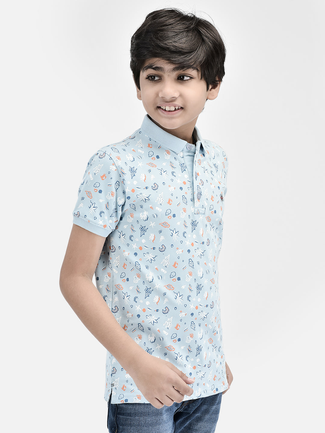 Printed Blue T-shirt-Boys T-Shirts-Crimsoune Club