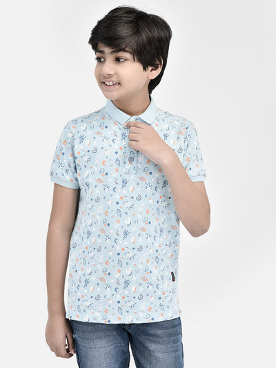 Printed Blue T-shirt-Boys T-Shirts-Crimsoune Club